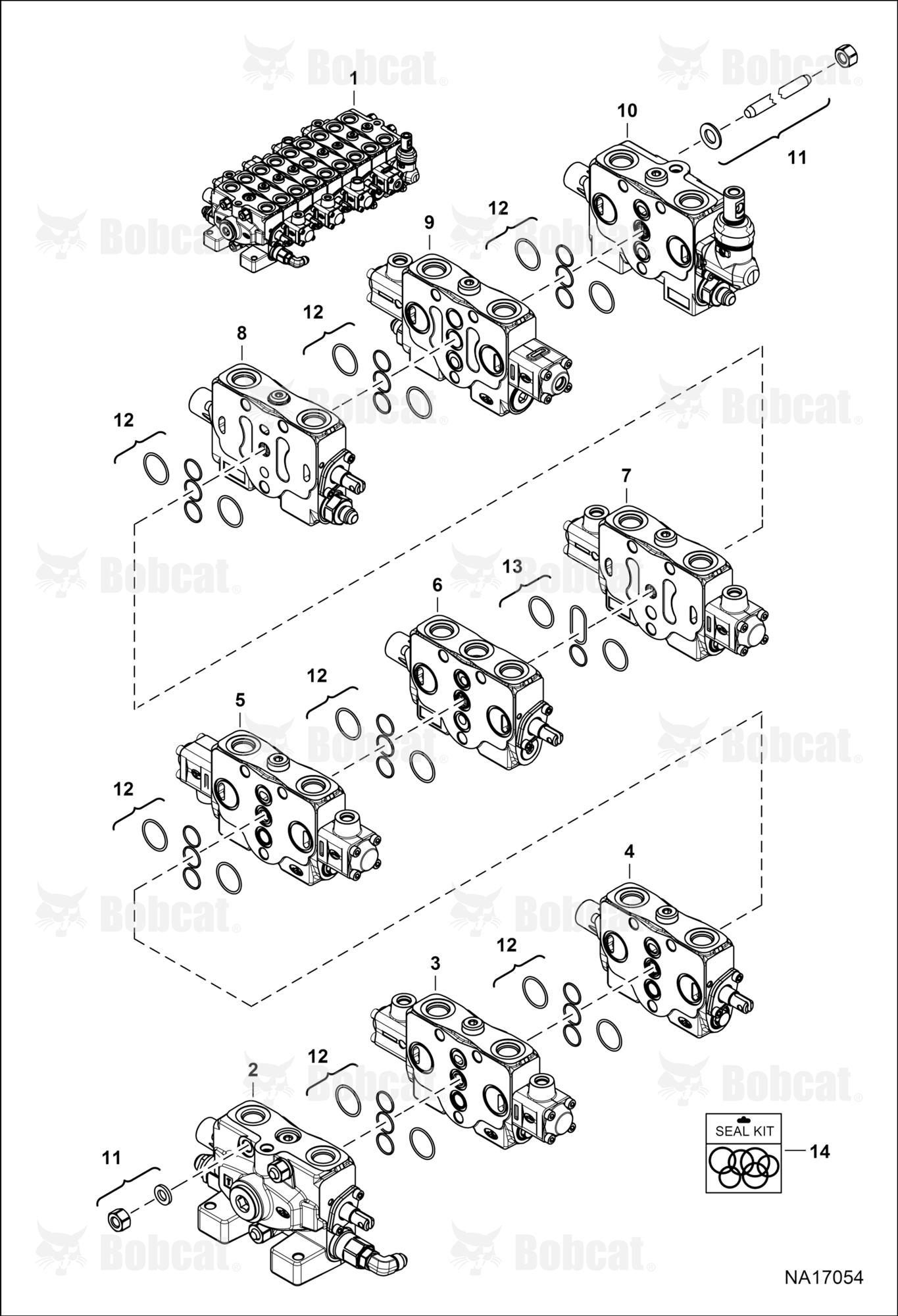 Hydraulic Control Valve (Assembly) (No Motion Alarm Option) (90 Elbow RH Travel Section)