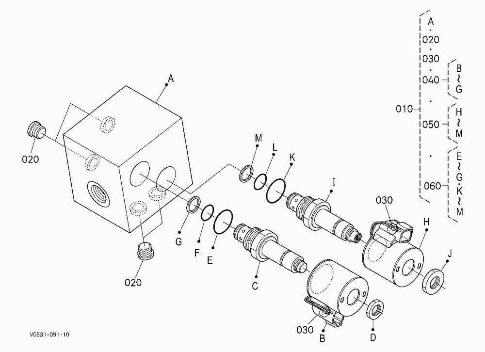 CONTROL VALVE (RIGHT) [COMPONENT PARTS]