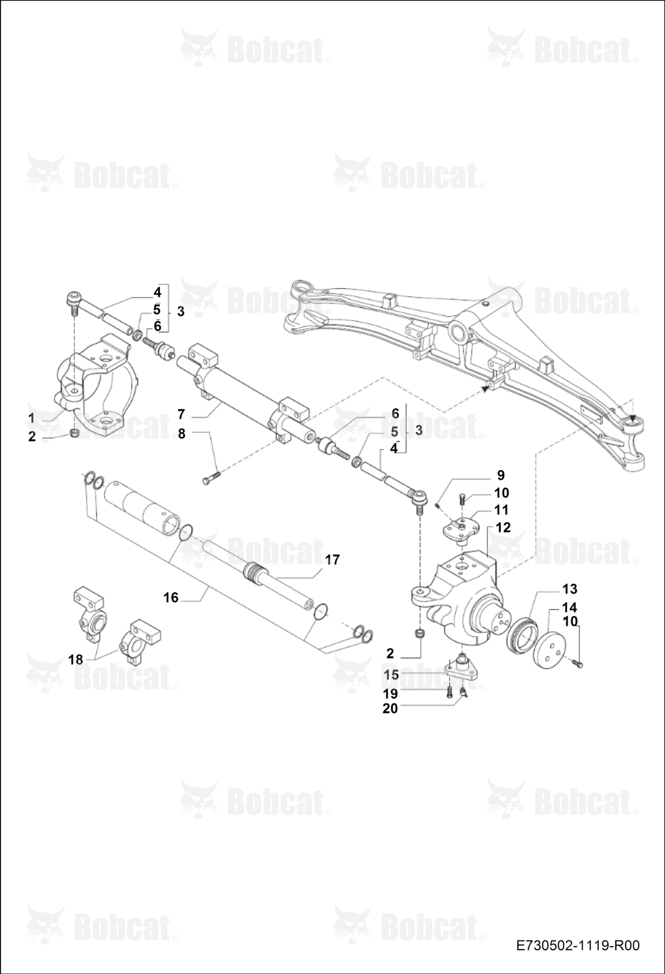 Front Axle Swivel Housing & Steering Cylinder 2WD