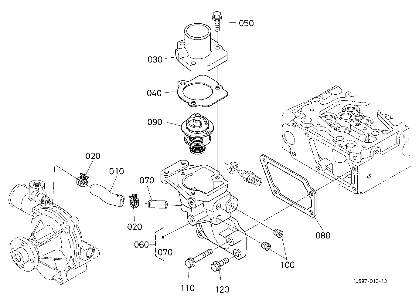 Water Flange And Thermostat