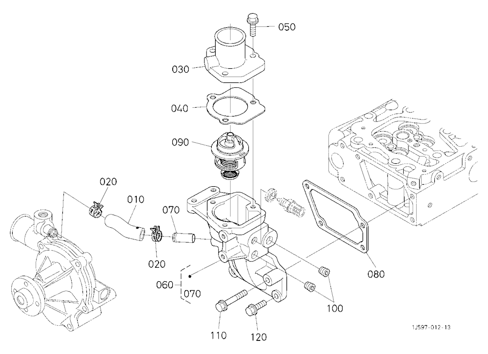 Water Flange And Thermostat