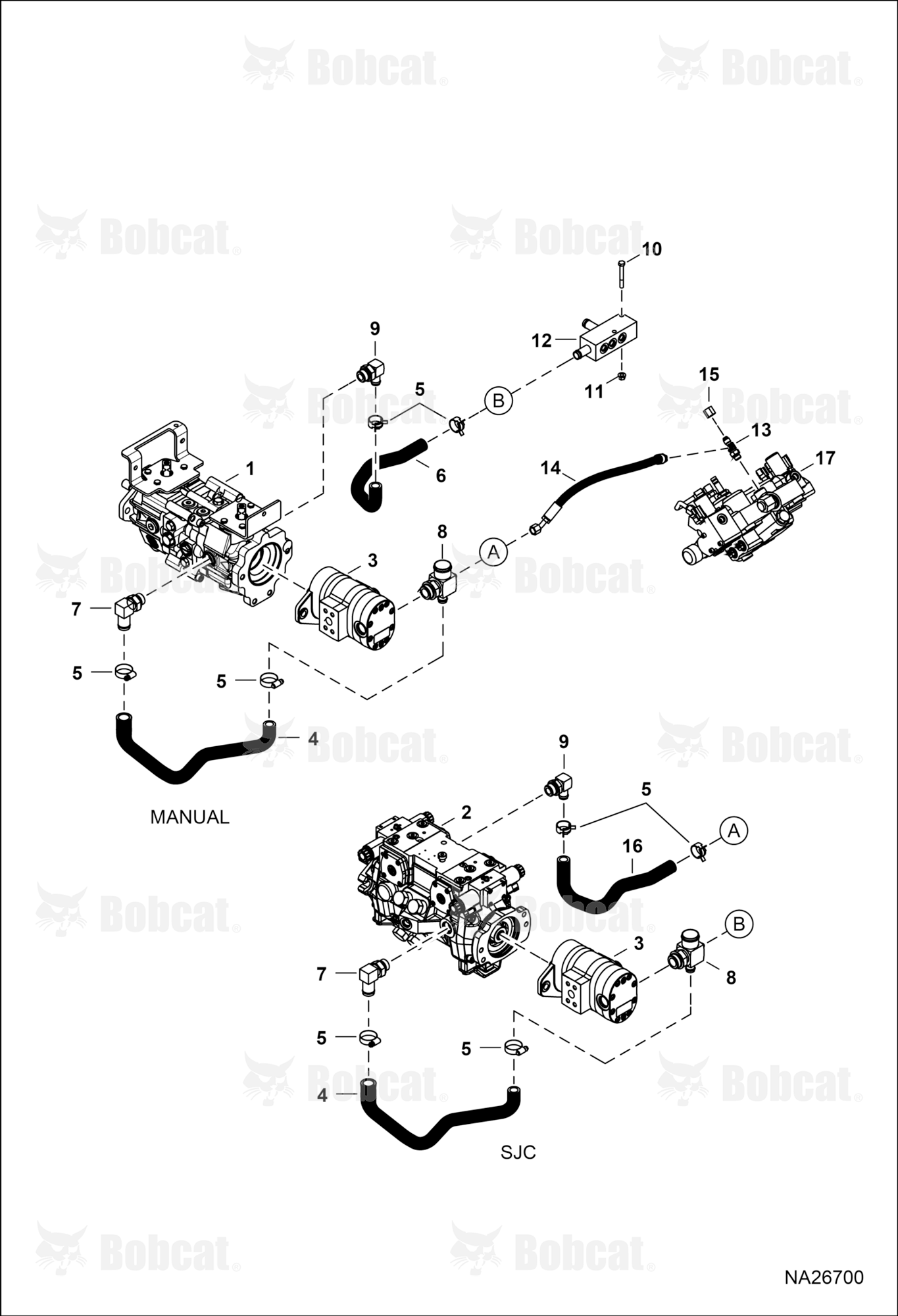 Hydrostatic Circuitry (Hydrostatic Pump) (Case Drain Manifold)
