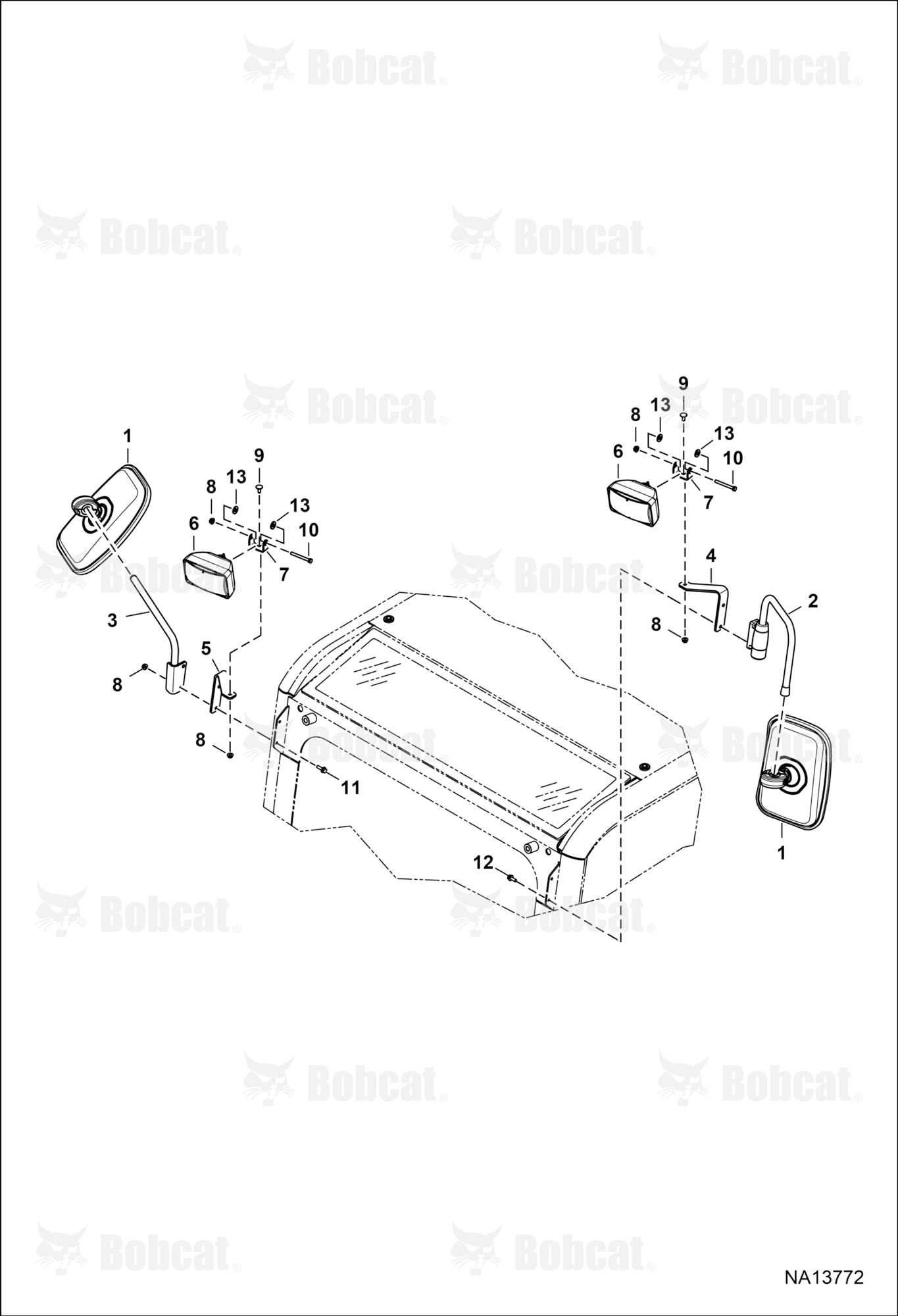 Operator CAB (Cab Front Lights/Mirrors)  B48411001 - B48414383