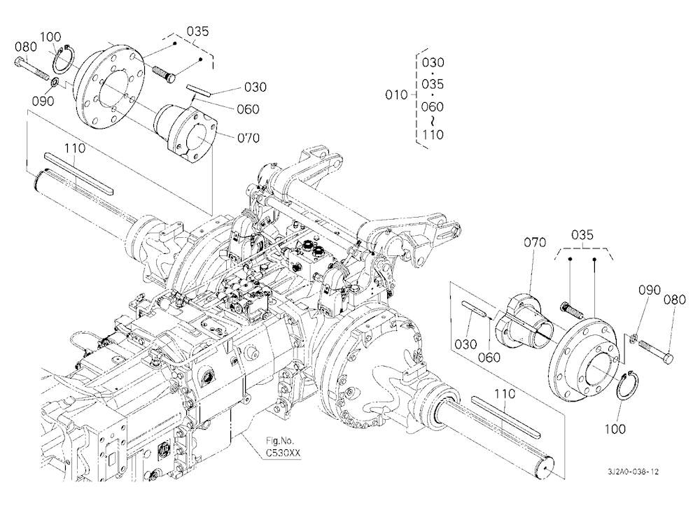 Rear Axle Hub (For 8 Hole Rim) [Bar Type Axle]
