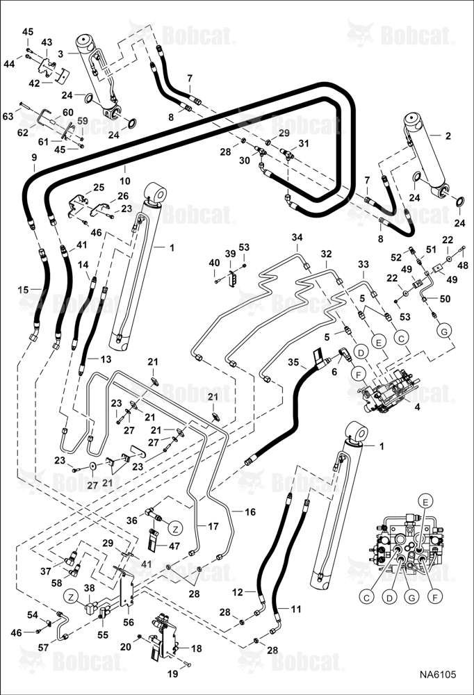Hydraulic Circuitry (W/O BPV Junction Block)  ACS711001 - ACS711987, ACSL11001 - ACSL11593