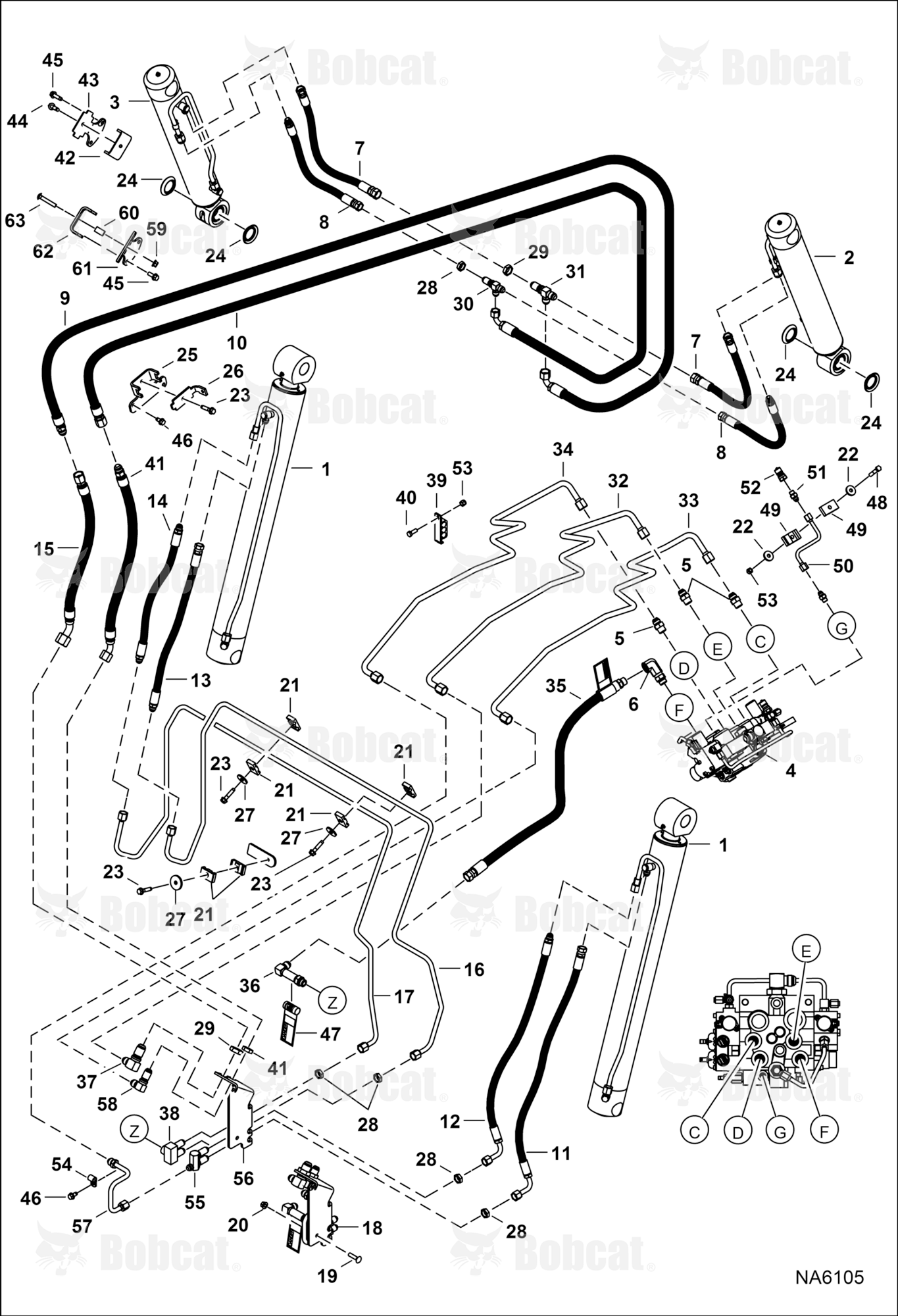 Hydraulic Circuitry (W/O BPV Junction Block)  ACS711001 - ACS711987, ACSL11001 - ACSL11593