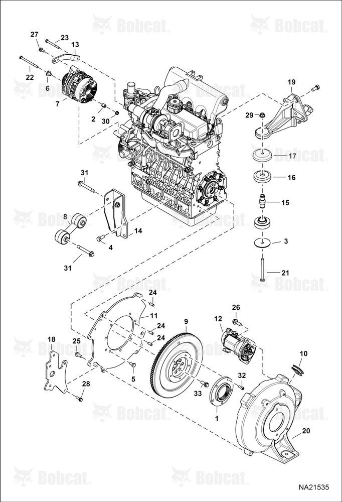 Engine & Attaching Parts (Flywheel & Engine Mounts)