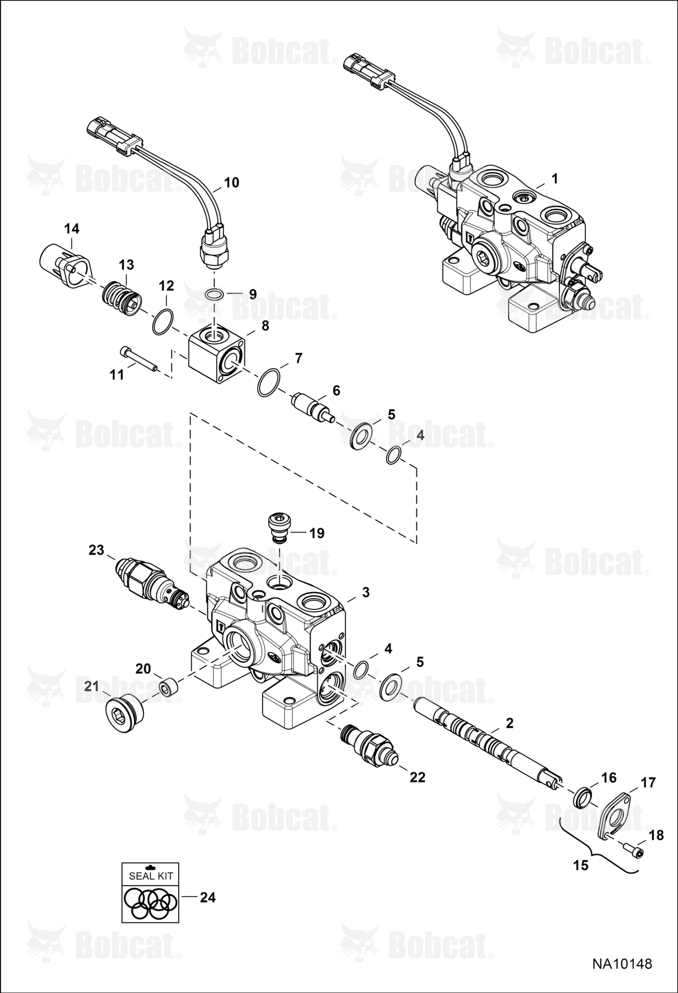 Hydraulic Control Valve (RH Travel Section) (Motion Alarm Option) (Straight Fitting)