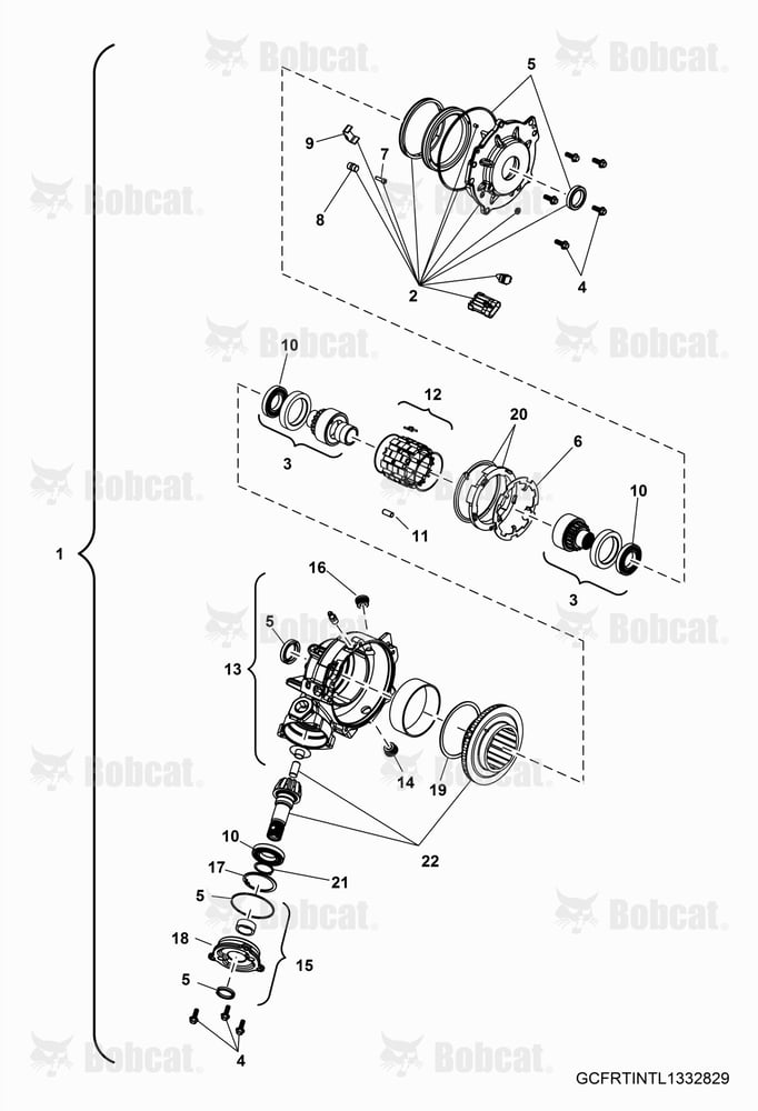 Drive TRAIN, Front Gearcase Internals AJNT11728 - AJNT19999