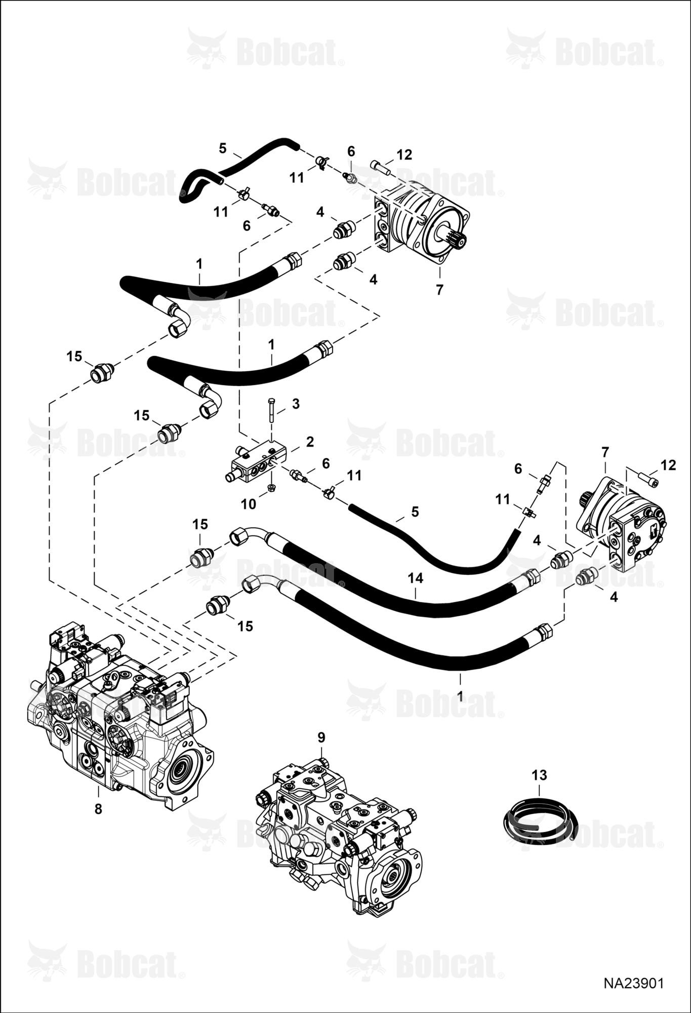 Hydrostatic Circuitry (Single Speed Motor) (Selectable Joystick Controls)