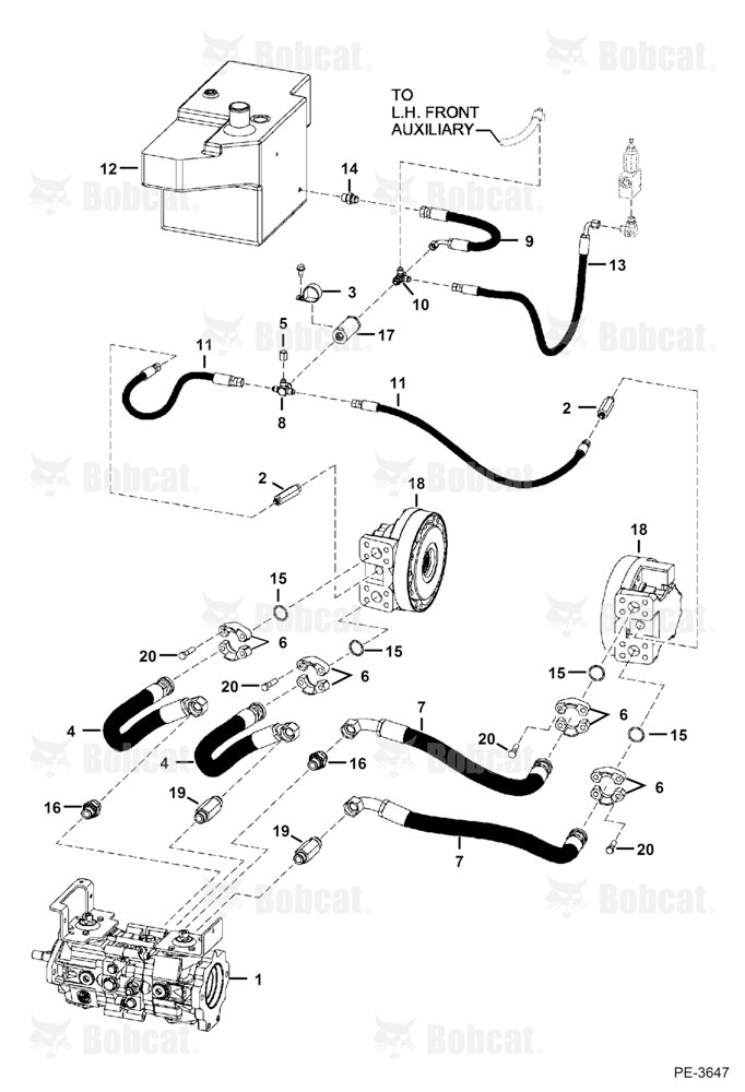Hydrostatic Circuitry (W/Motors) (Manual Controls, AHC & ACS)
