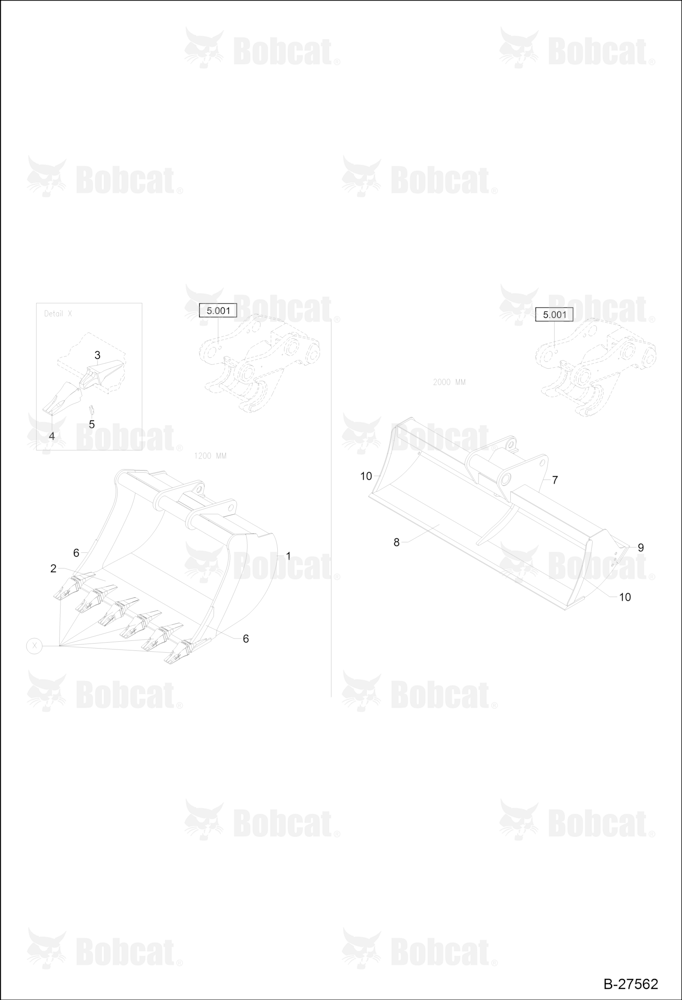 Light Material Bucket 1200MM - Ditch Clean Bucket (QUICKLY RELEASABLE)