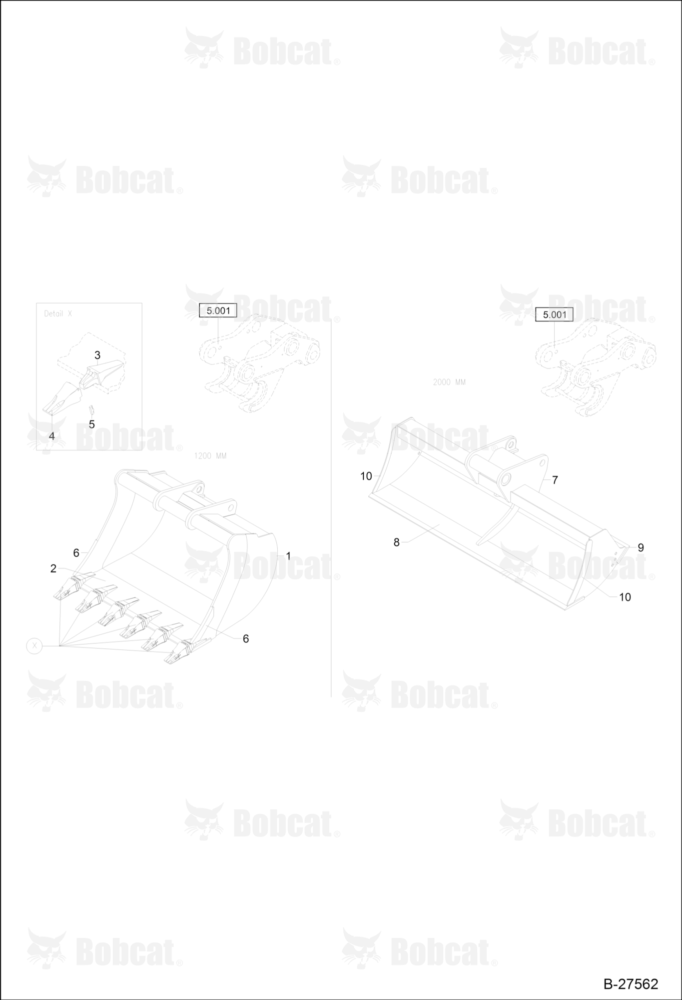 Light Material Bucket 1200MM - Ditch Clean Bucket (QUICKLY RELEASABLE)