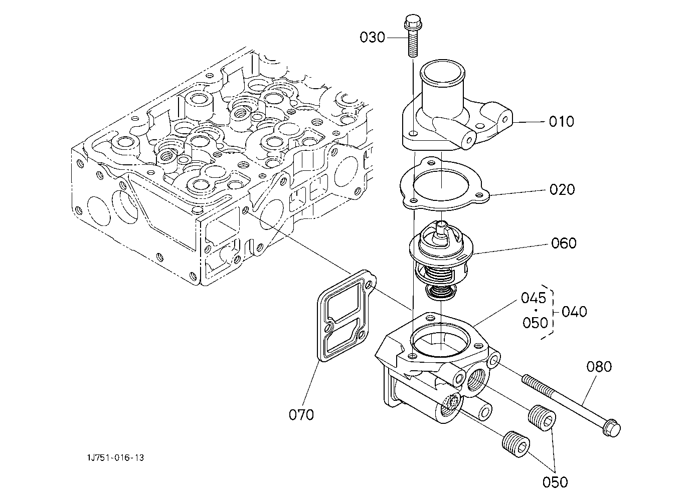 Water Flange And Thermostat [New]