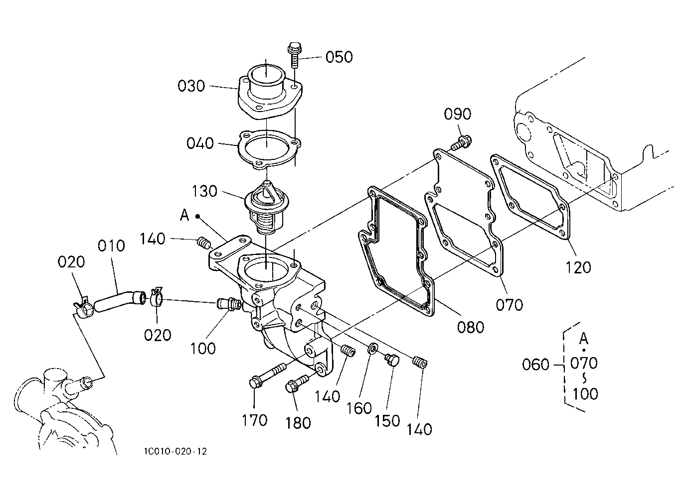 Water Flange And Thermostat [Rops Type] [Old Type]