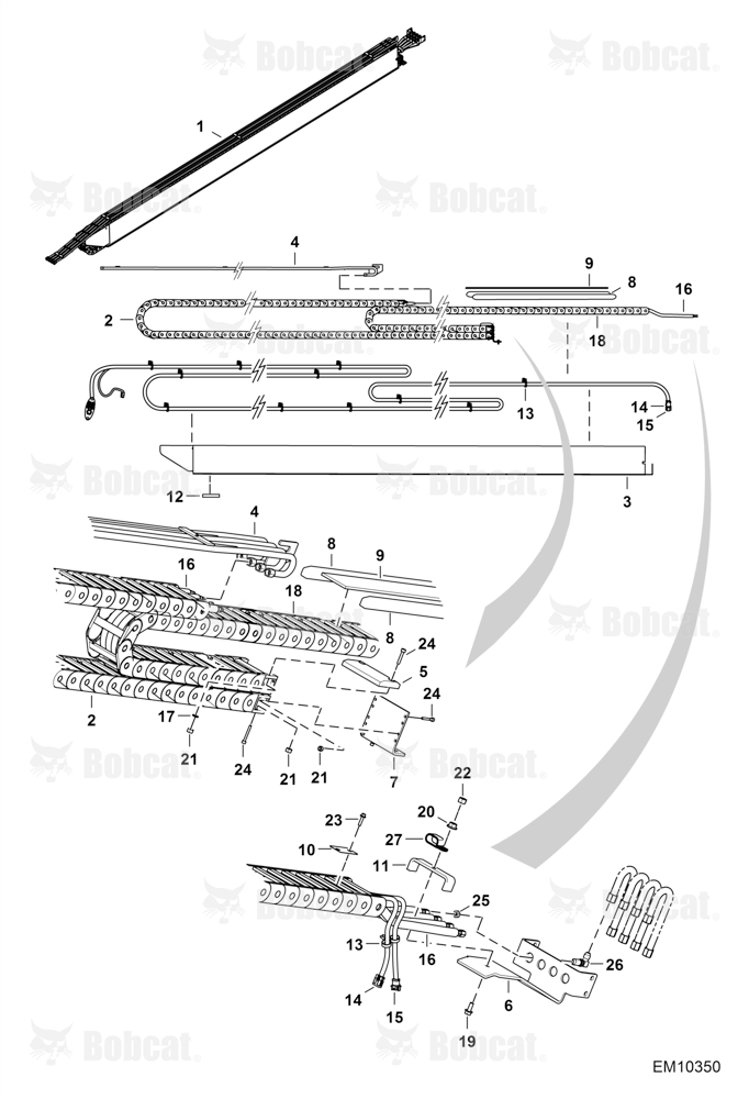 Hydraulic Circuitry (Boom Tray)  B33G14000 - B33G14084, B33W14000 - B33W14027