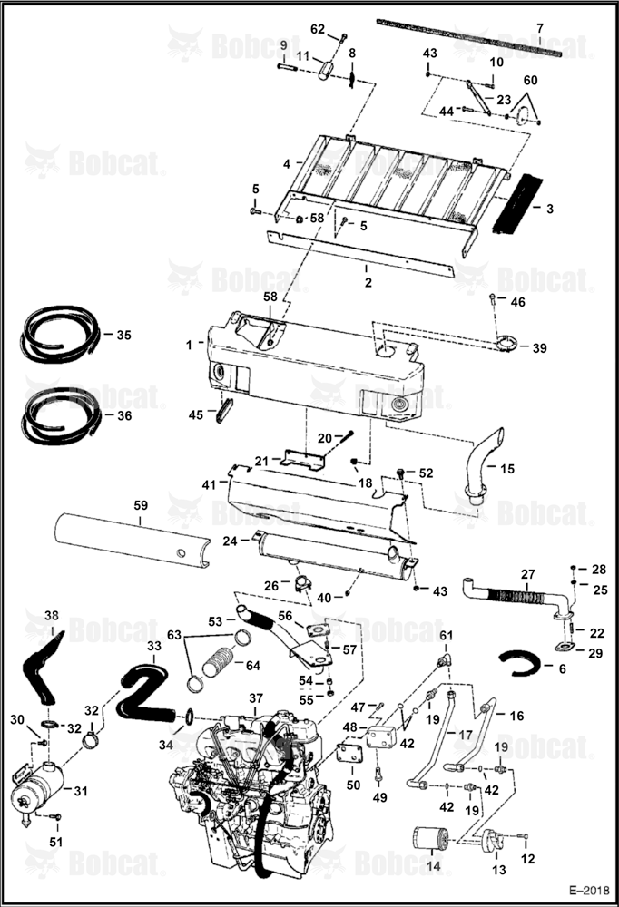 Engine & Attaching Parts (Air Cleaner, Muffler & Grill) 508412460 & Below, 509711334 & Below