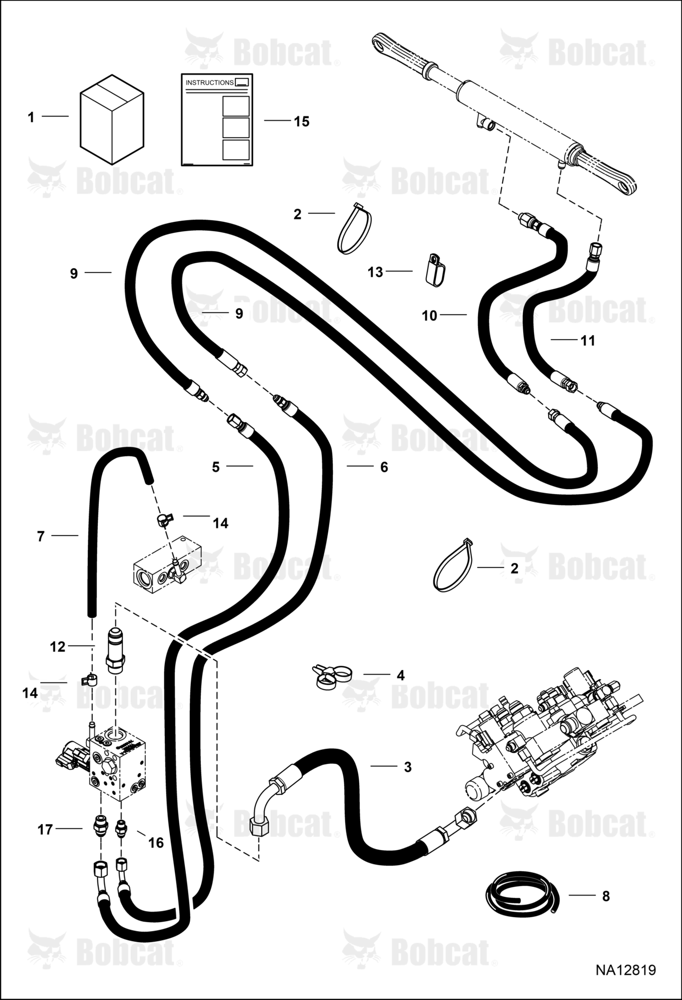 Power BOB-TACH (Plumbing Kit) (Bottom & Side Mounted Cylinder Ports) (Split Cylinder Hoses)