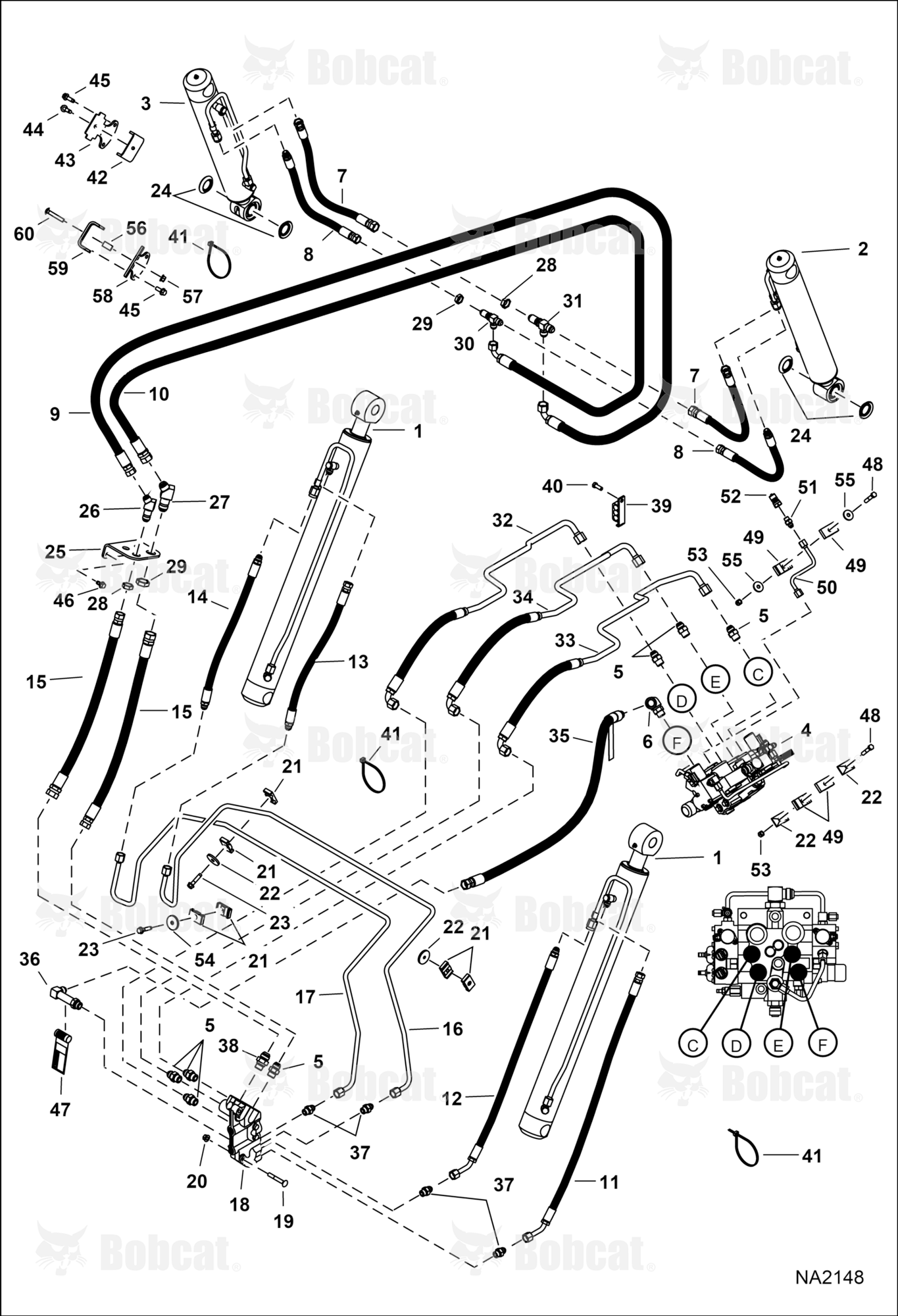 Hydraulic Circuitry (W/BPV Junction Block)  A3NV11001 - A3NV13576, A3NW11001 - A3NW11397