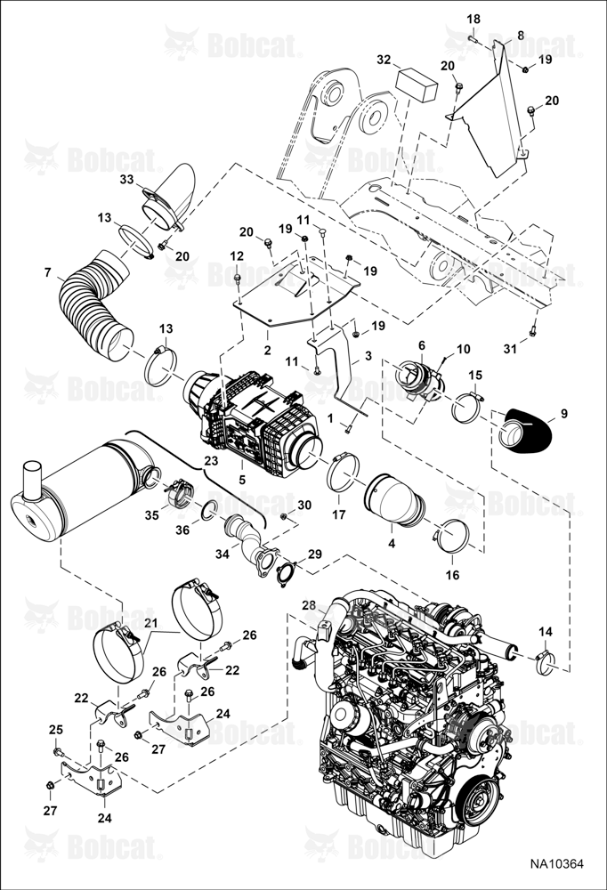 Engine & Attaching Parts (Air Cleaner & Muffler) B2LA11001 - B2LA11389