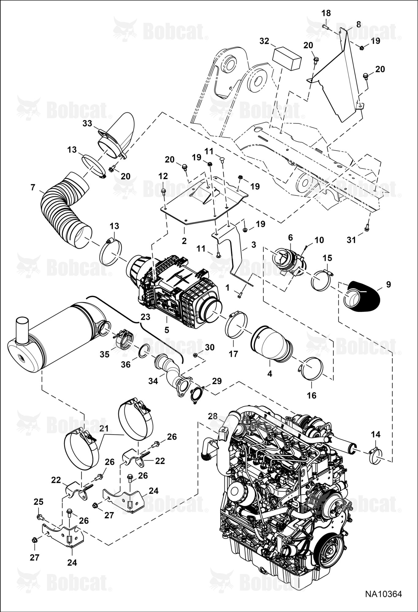 Engine & Attaching Parts (Air Cleaner & Muffler)  B2LA11001 - B2LA11389