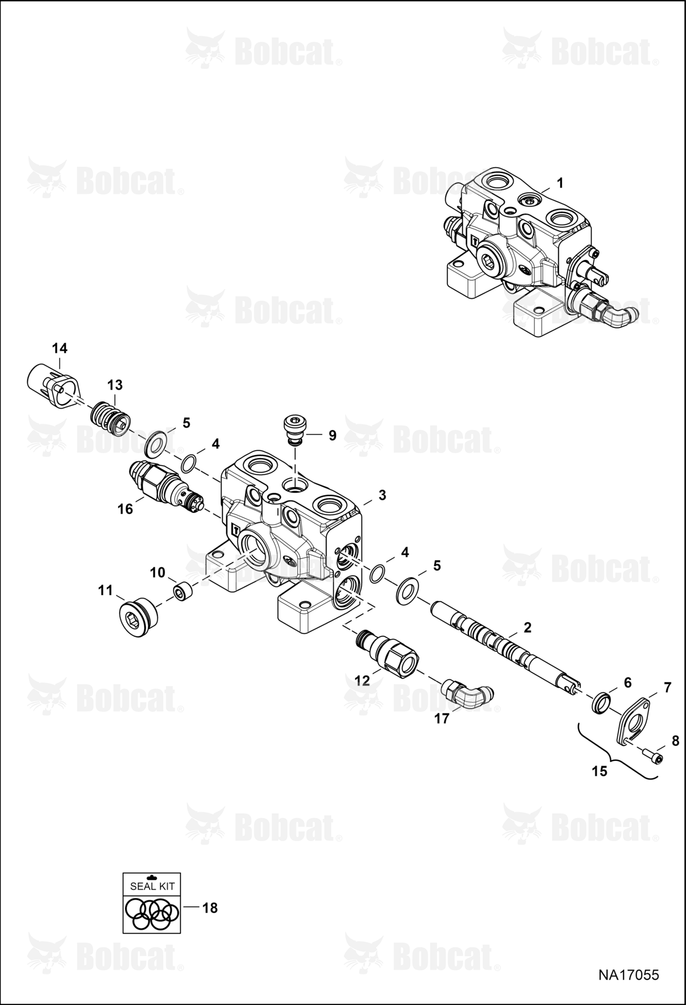 Hydraulic Control Valve (RH Travel Section) (No Motion Alarm Option) (90 Elbow)
