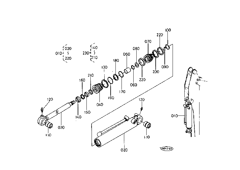 Bucket Cylinder and Section Parts