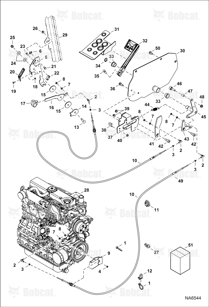 Engine Speed Control (SJC) (3412 mm) (134.4") Hand Cable - (2292 mm) (90.3") Foot Cable