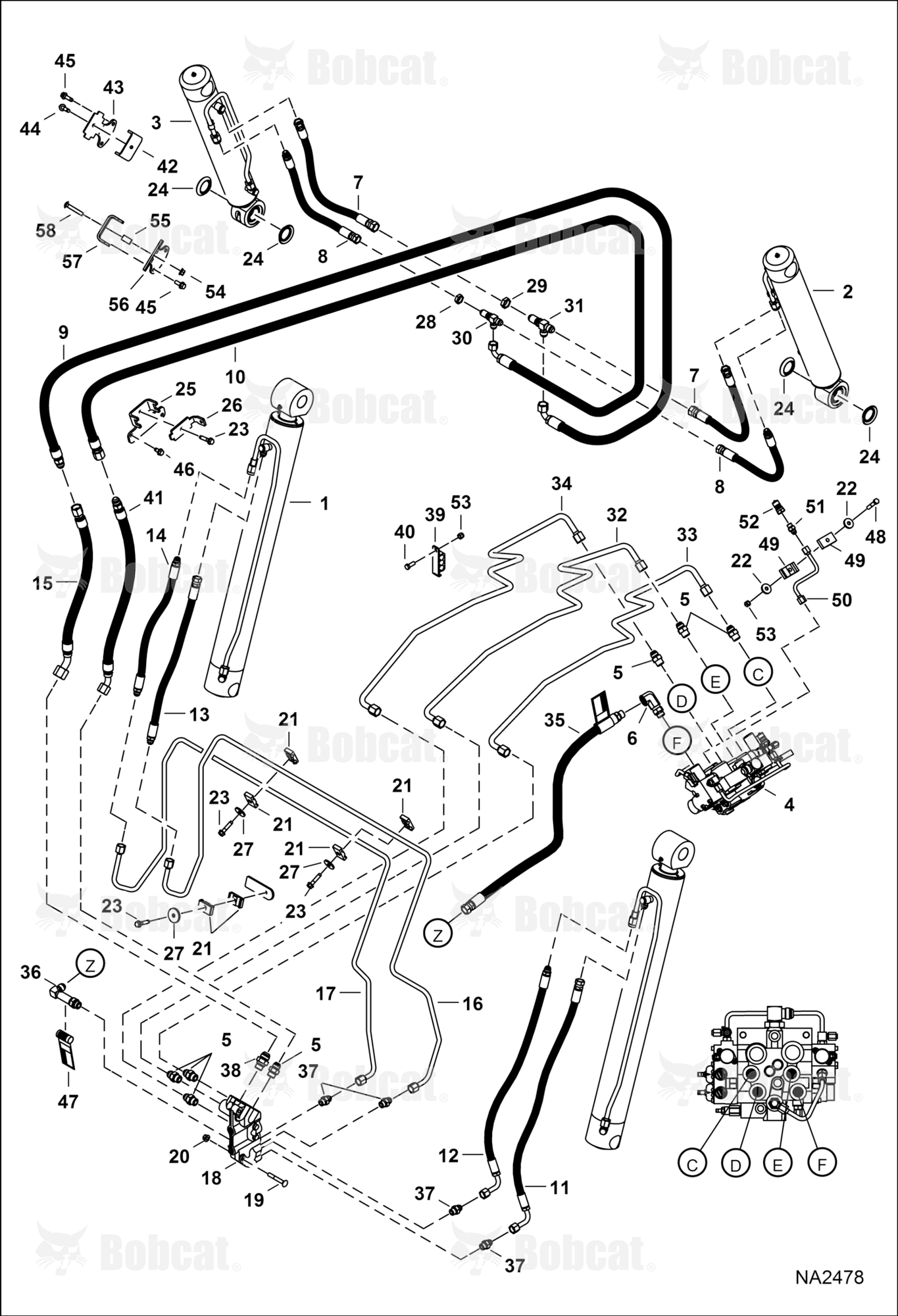 Hydraulic Circuitry (W/BPV Junction Block)  ACS711001 - ACS711987, ACSL11001 - ACSL11593
