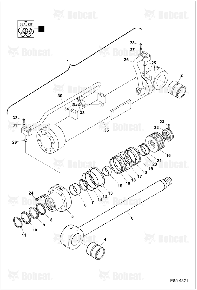 Boom Cylinder (W/Lock Valve)  B34S13596 & Above