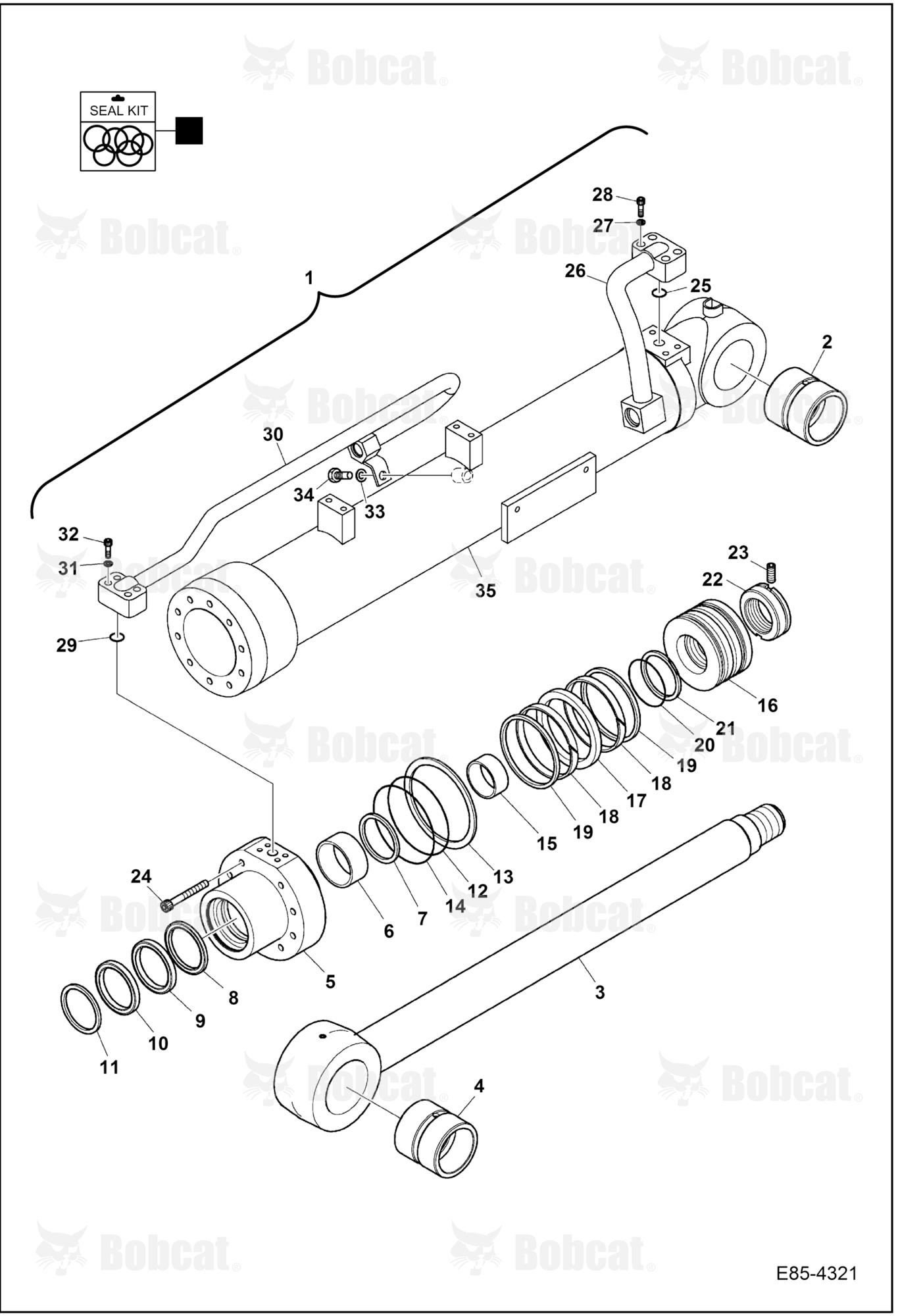 Boom Cylinder (W/Lock Valve)  B34S13596 & Above