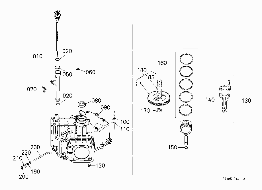 CRANKCASE AND PISTON (T2380A S.No.<=20953)
