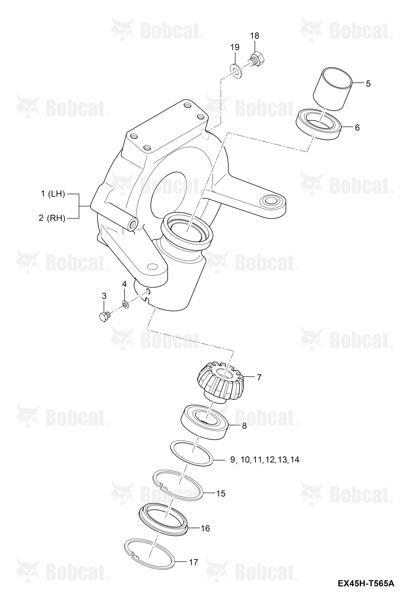 Front Axle Case Group (Dual Steering Cylinders)