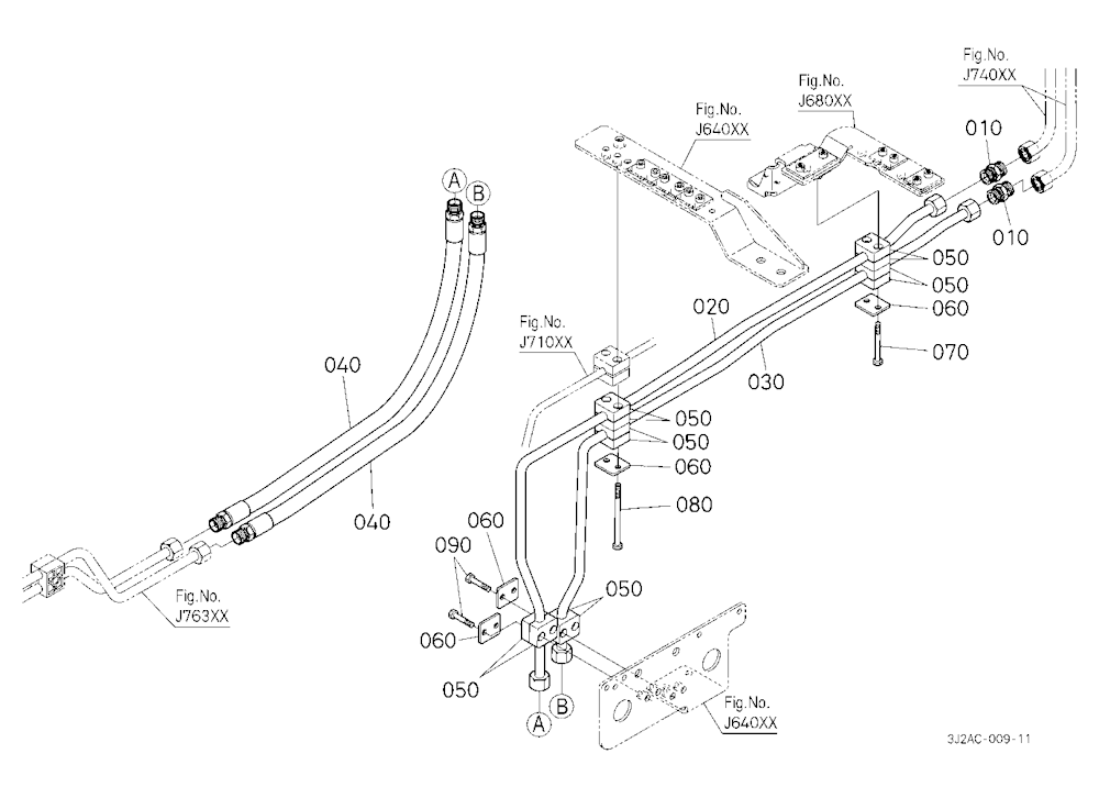 Front Hydraulic Outlet Pipe (Rear) [With Front Hyd