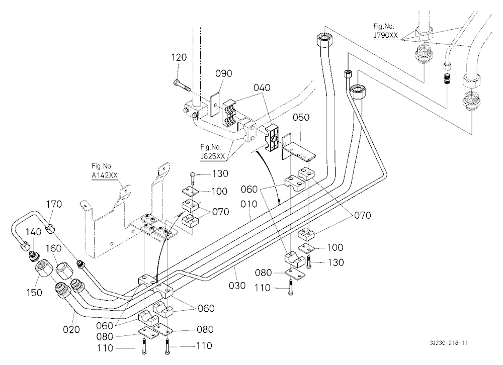 Front Loader Oil Pipe (Front) [With Loader Equipme