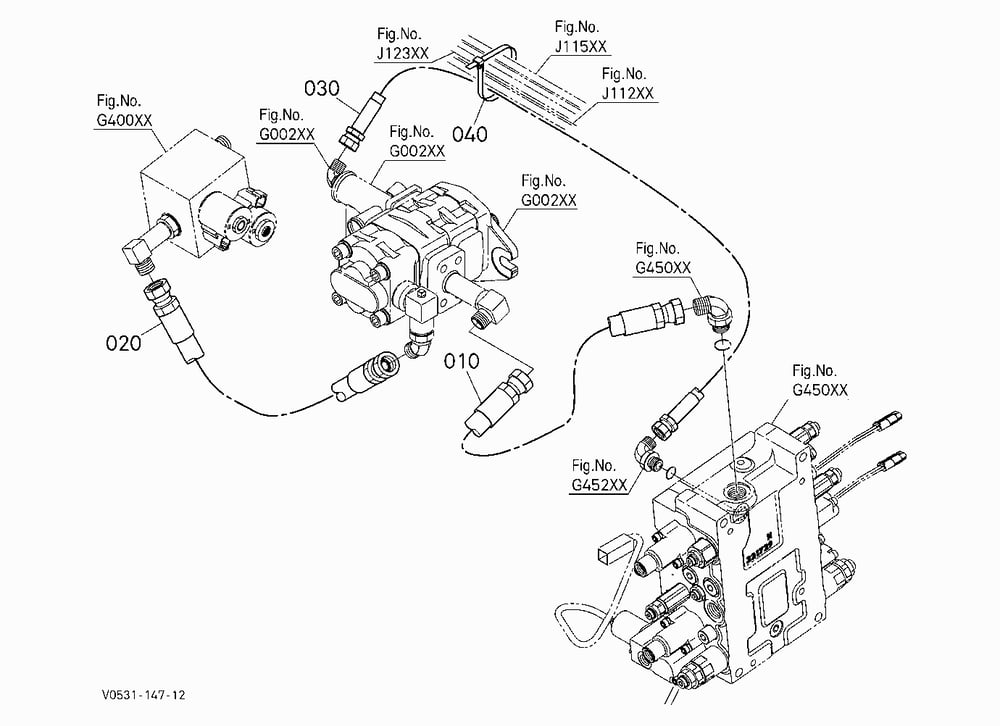 OIL PIPING (GEAR PUMP) [EXCEPT HIGH FLOW]