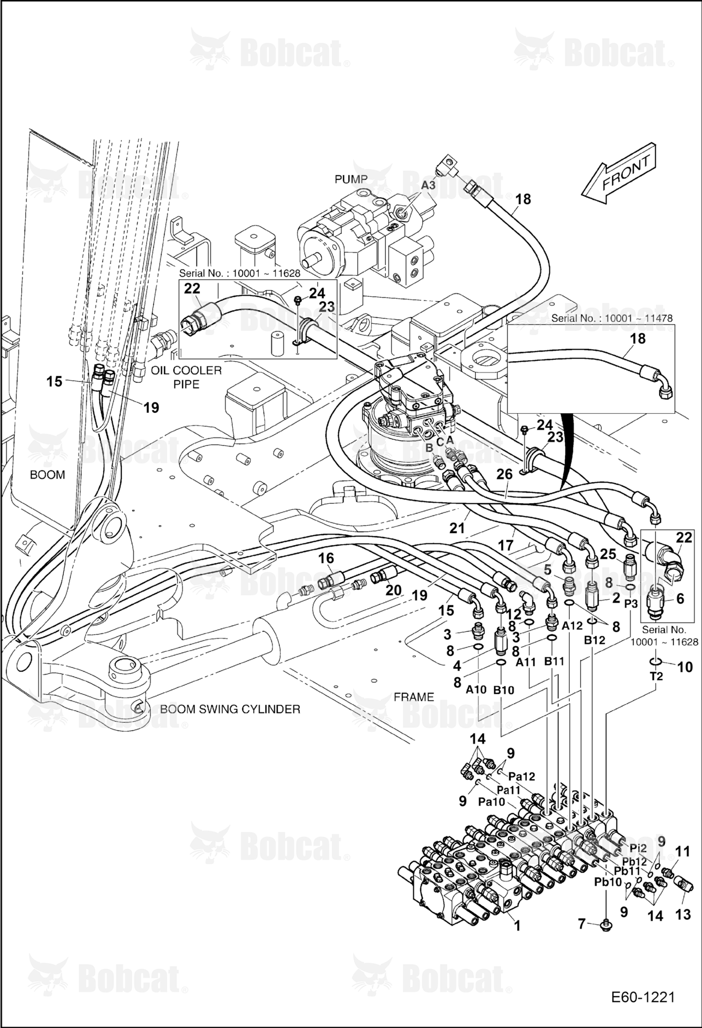 Hydraulic Circuitry (Upper/Slew) (W/ 2nd Auxiliary/Rotation) AET811321 & Above, AGSZ11321 & Above