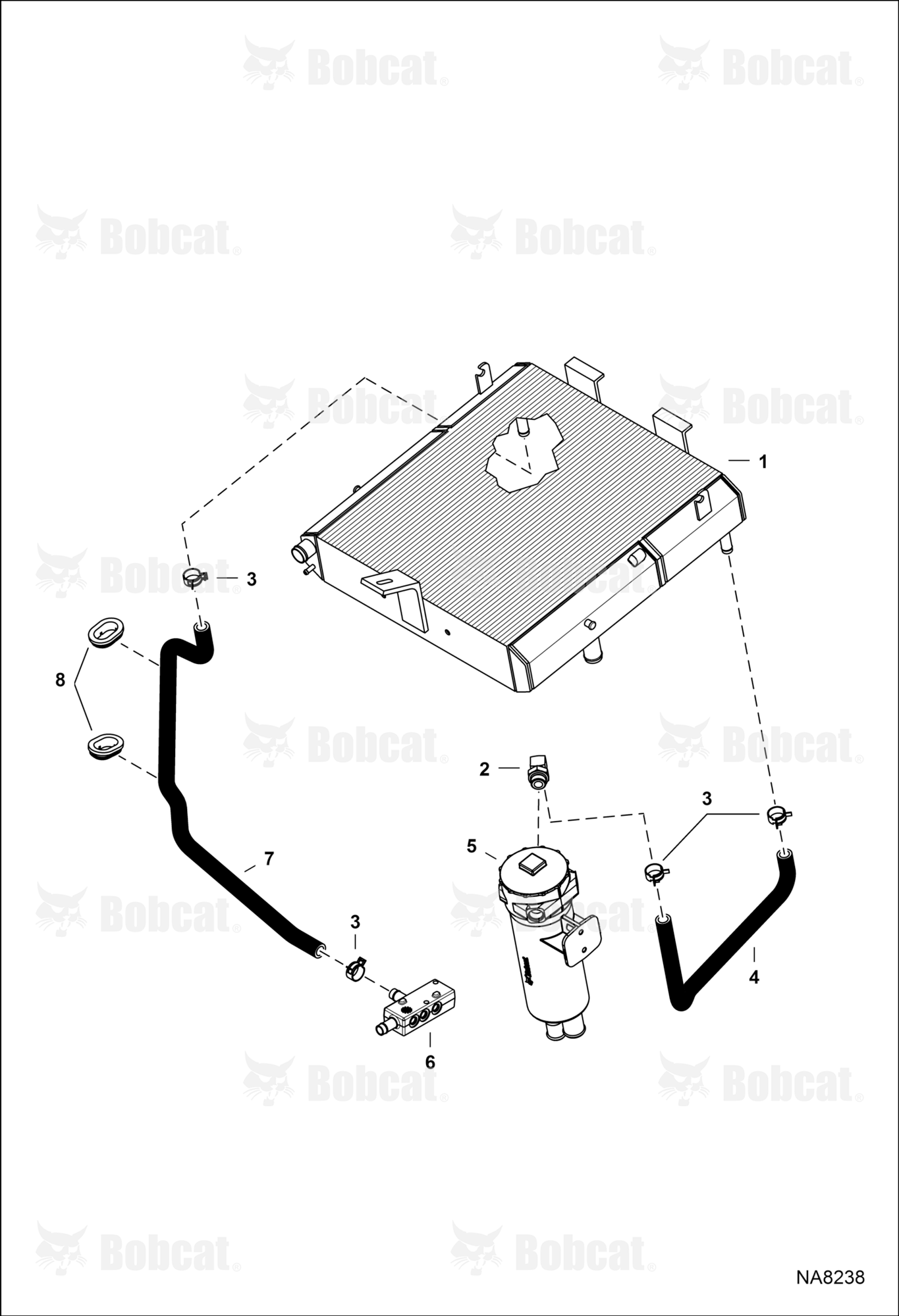 Hydrostatic Circuitry (Cooler) (One Piece Radiator)
