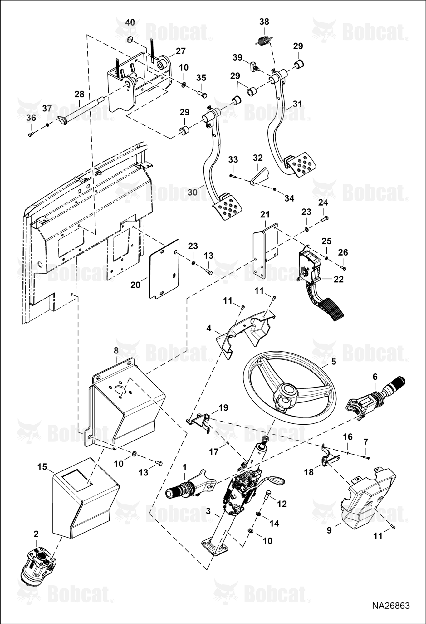Operator Controls (Steering Column, Accelerator & Brake Pedal)