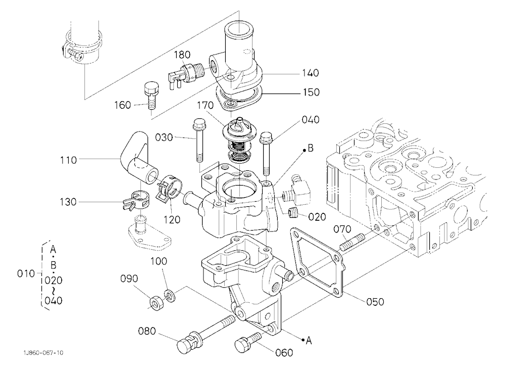Water Flange And Thermostat