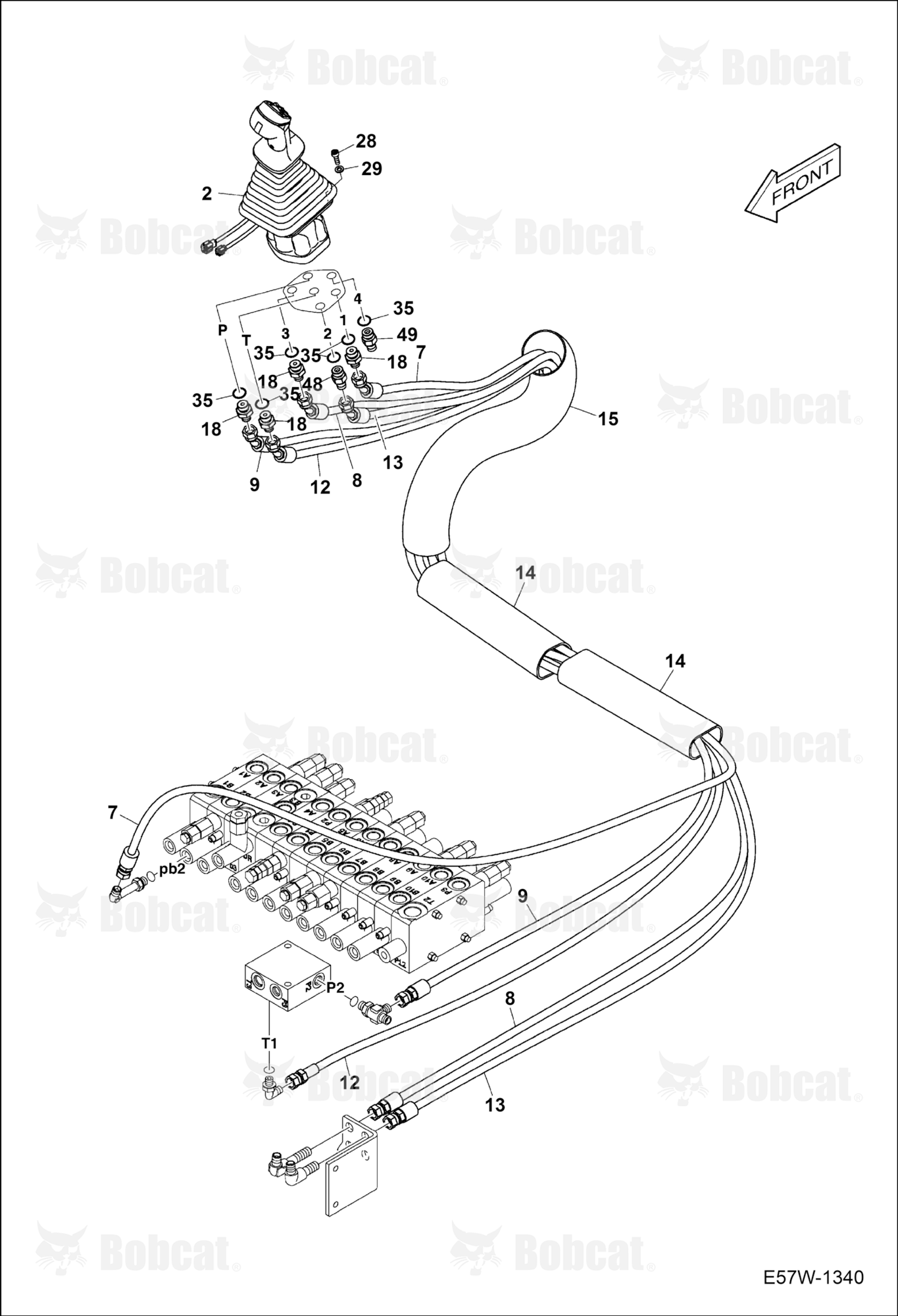 Hydraulic Pilot Circuitry (RH Joystick)  B3WU11001 - B3WU11227