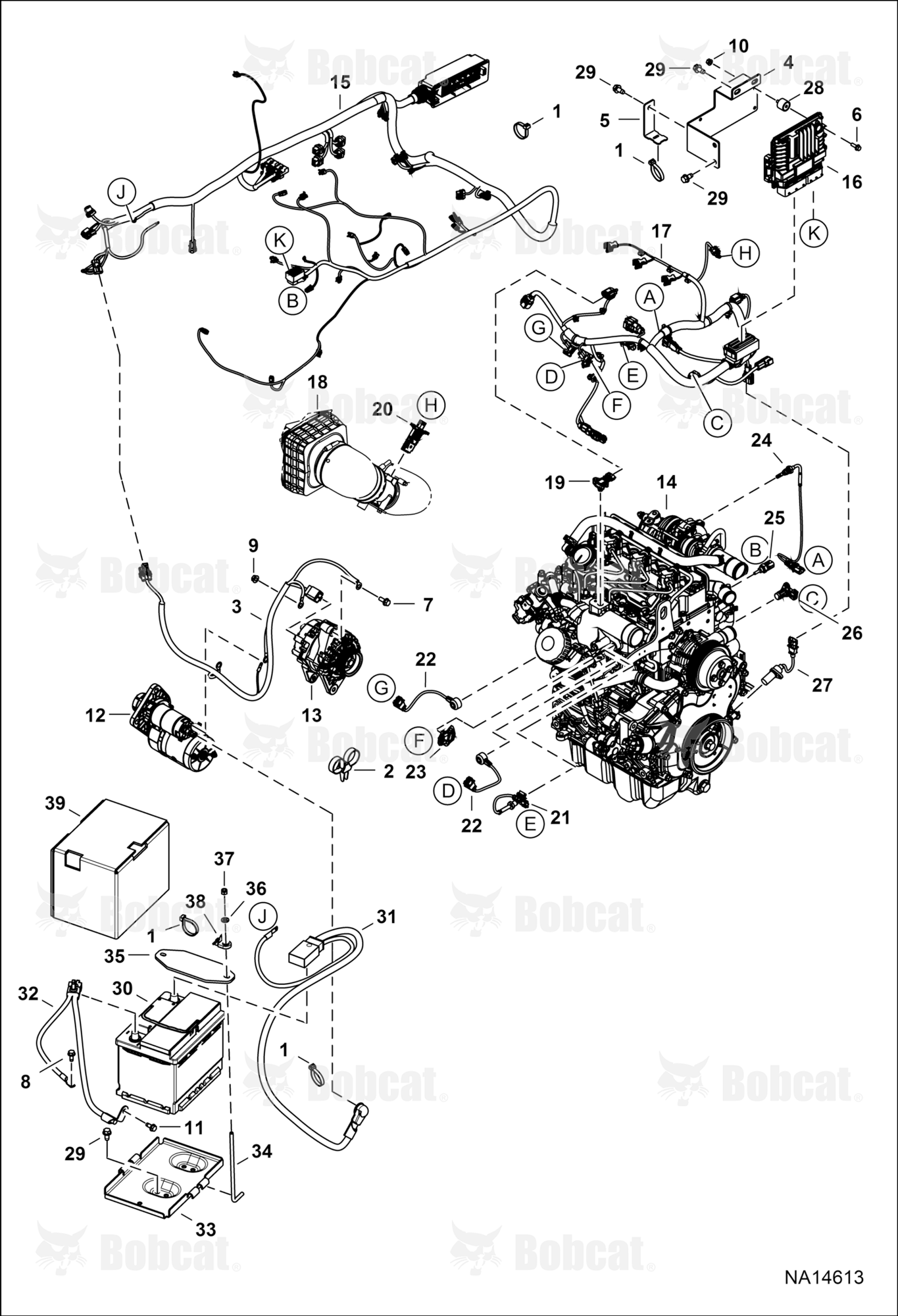 Engine Electrical Circuitry (Engine Sensors, Battery, ALT & Starter)  AUVB14001 & Above