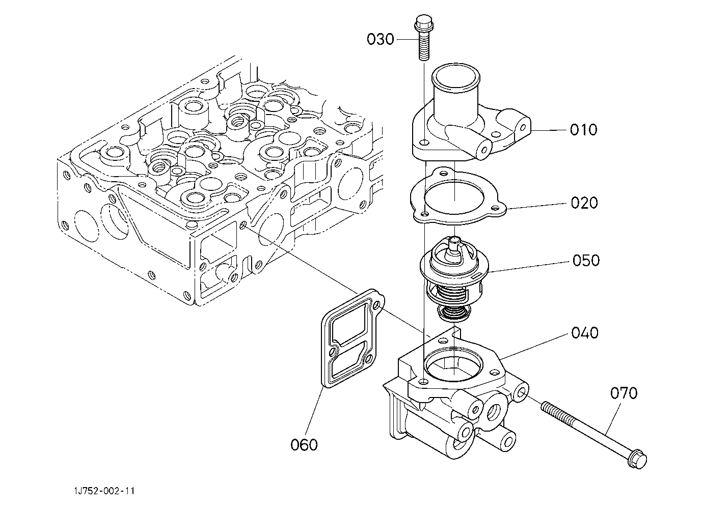 Water Flange And Thermostat [New]