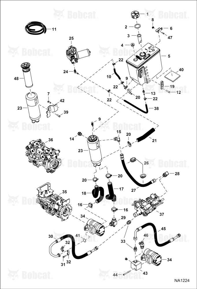 Hydrostatic Circuitry (Tank & Filter) A3NV11001 - A3NV11444, A3NW11001 - A3NW11099