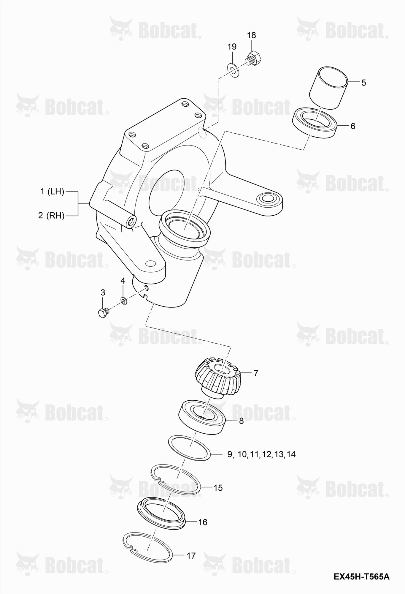 Front Axle Case Group (Dual Steering Cylinders)