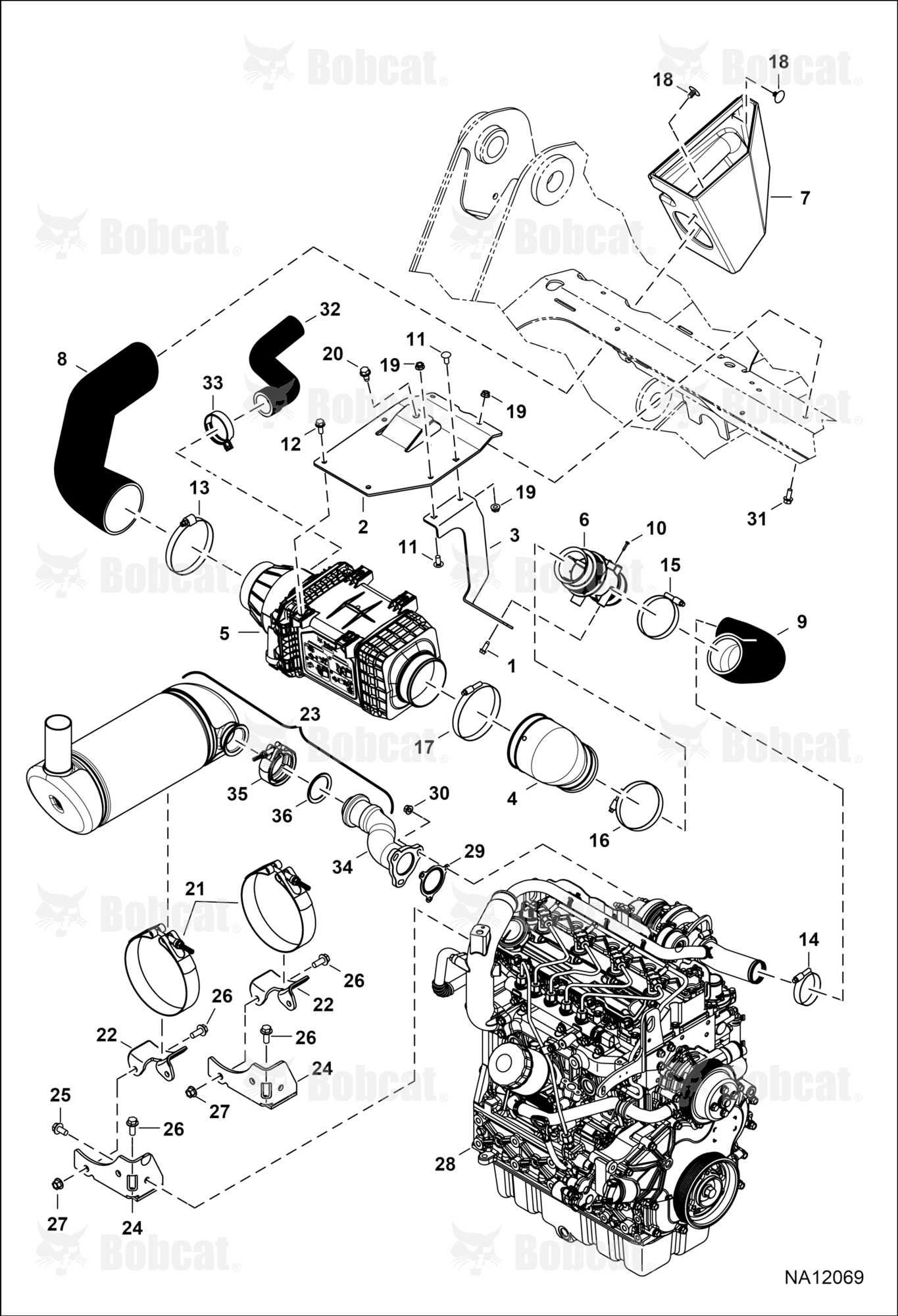 Engine & Attaching Parts (Air Cleaner & Muffler)  B2L511144 & Above