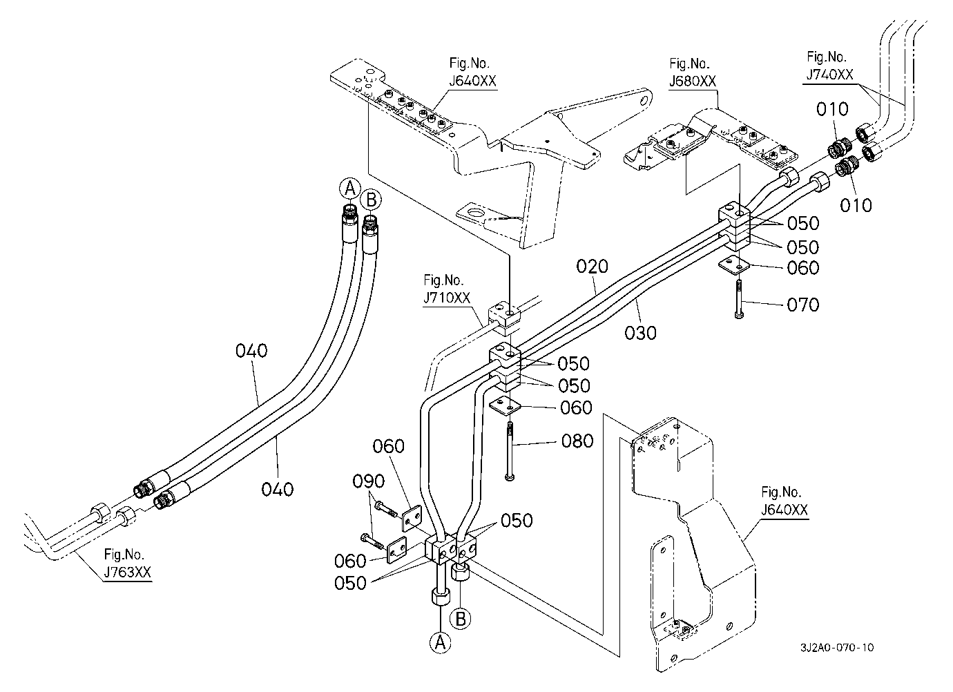 Front Hydraulic Outlet Pipe (Rear) [With Front Hyd