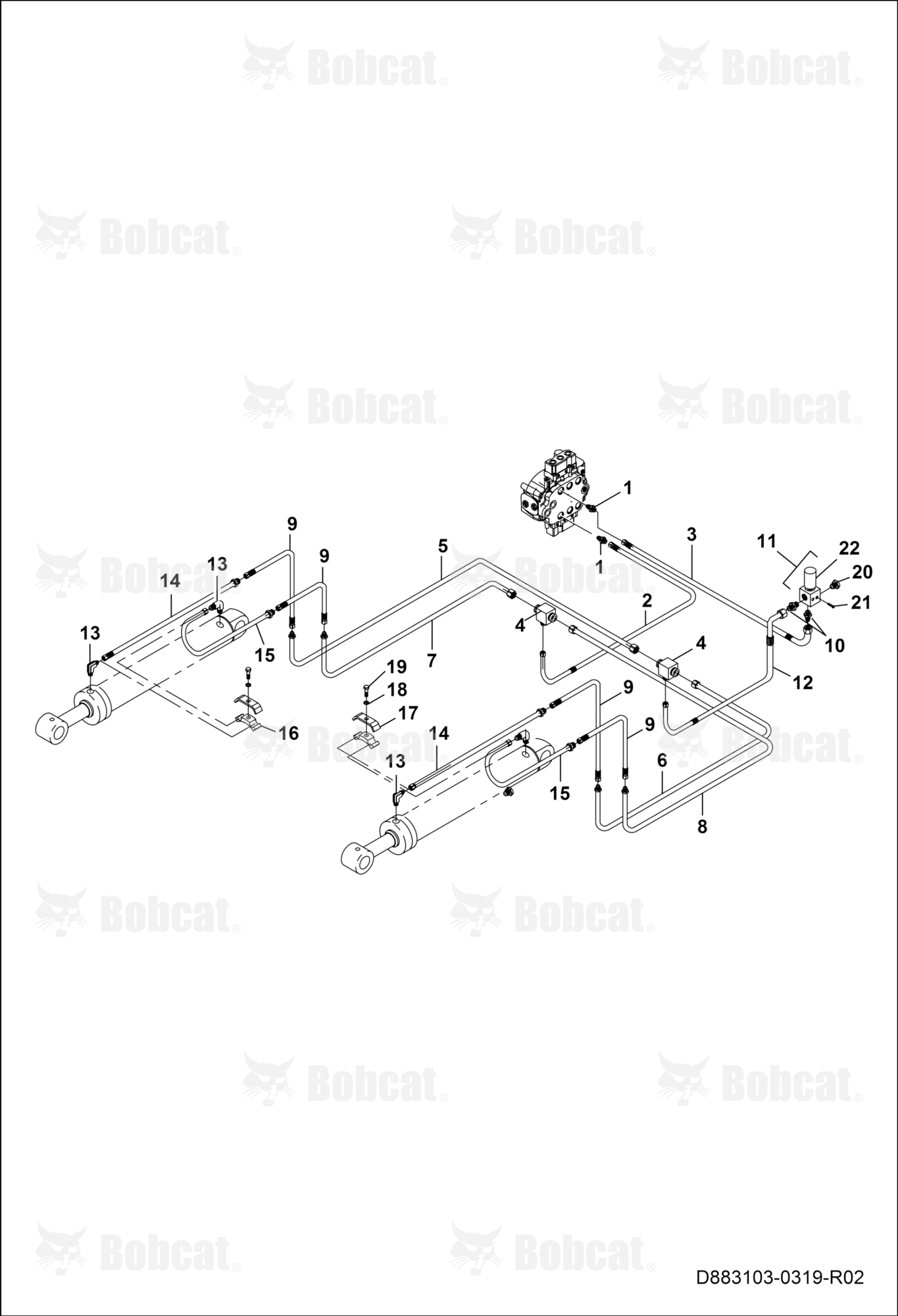 Tilt Cylinders Circuit  B45111576 & Above