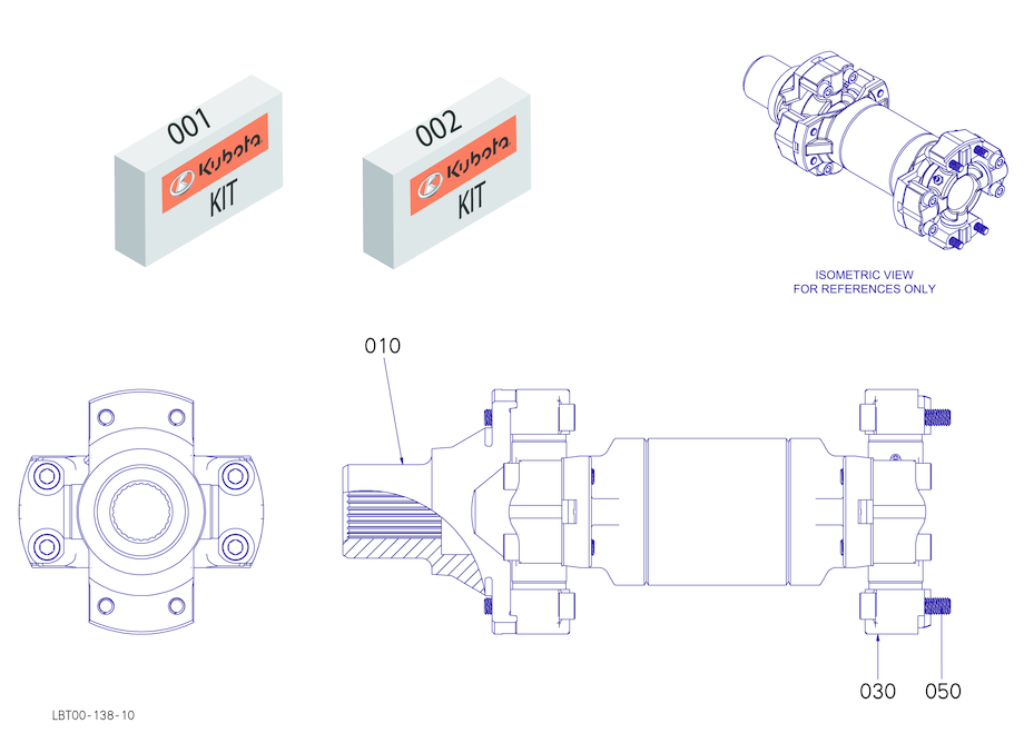 Engine Drive Shaft and Yoke Assembly (Painted)