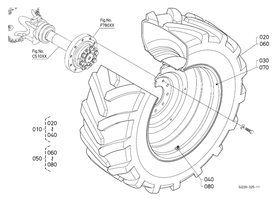 Rear Wheel (650/65R38:10 Hole Rim) [Bar Type Axle]